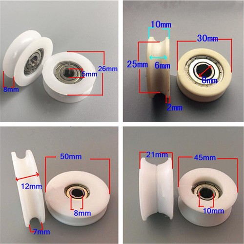 Puleggia nylon scudo metallo scanalatura U V 8~21 mm ruote rulli rotaia cuscinetti a sfera - Foto 1 di 10