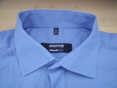 ETERNA BLACKLINE EXCELLENT Hemd 42 Mittelblau meliert Sehr gut #EF126