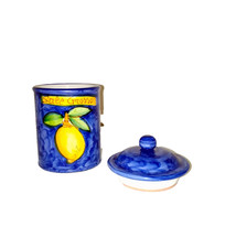 Zuccheriera In Ceramica Dipinta A Mano Gall&Zick Blu - Contenitore Per Zucchero O Spezie Con Coperchio, 12,5 Cm, Lavabile In Microonde
