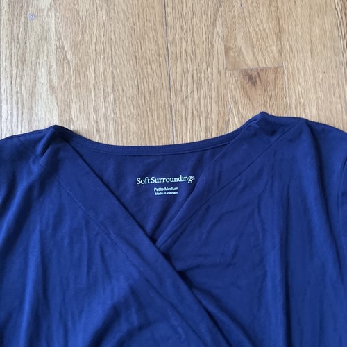 Soft Surroundings Hyannis Dress Womens Medium Petite Blue Long Sleeve V Neck NEW - Picture 6 of 8