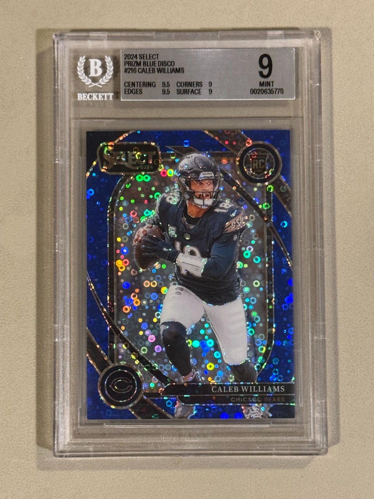 2024 Panini Select - Club Level Caleb Williams #216 Blue Disco Prizm /25 (RC)
