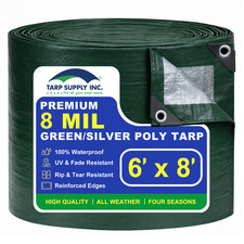 Tarp Supply Inc 8 Mil Heavy Duty Green/Silver Poly Tarp with Reinforced Corners