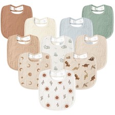 Muslin Baby Drool Bibs 10Pack Soft Square Adjustable Bandana Bibs for Unisex ...