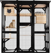 71.1" L Large Cat Catio Outdoor Cat Enclosure Window Acess, Walk-In Cat Cage Cat