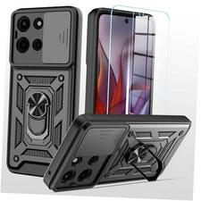 for Motorola Moto G Power 5G 2025 Case with Slide Camera Cover + Tempered 