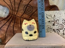 Pier 1 Imports Cat Picture Holder Wooden Spotted Kitten Figurine Yellow