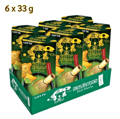 Lotte Koala's March Cookie   Uji Matcha Cream, 1.16oz (33g)   Pack of 6【US DDP】