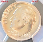 1969-S US 10C Roosevelt Dimes Silver Coin PCGS PR 67