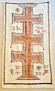 Vintage South American Woven Wool Tribal Wall Hanging Tapestry 49x27.5" Cross