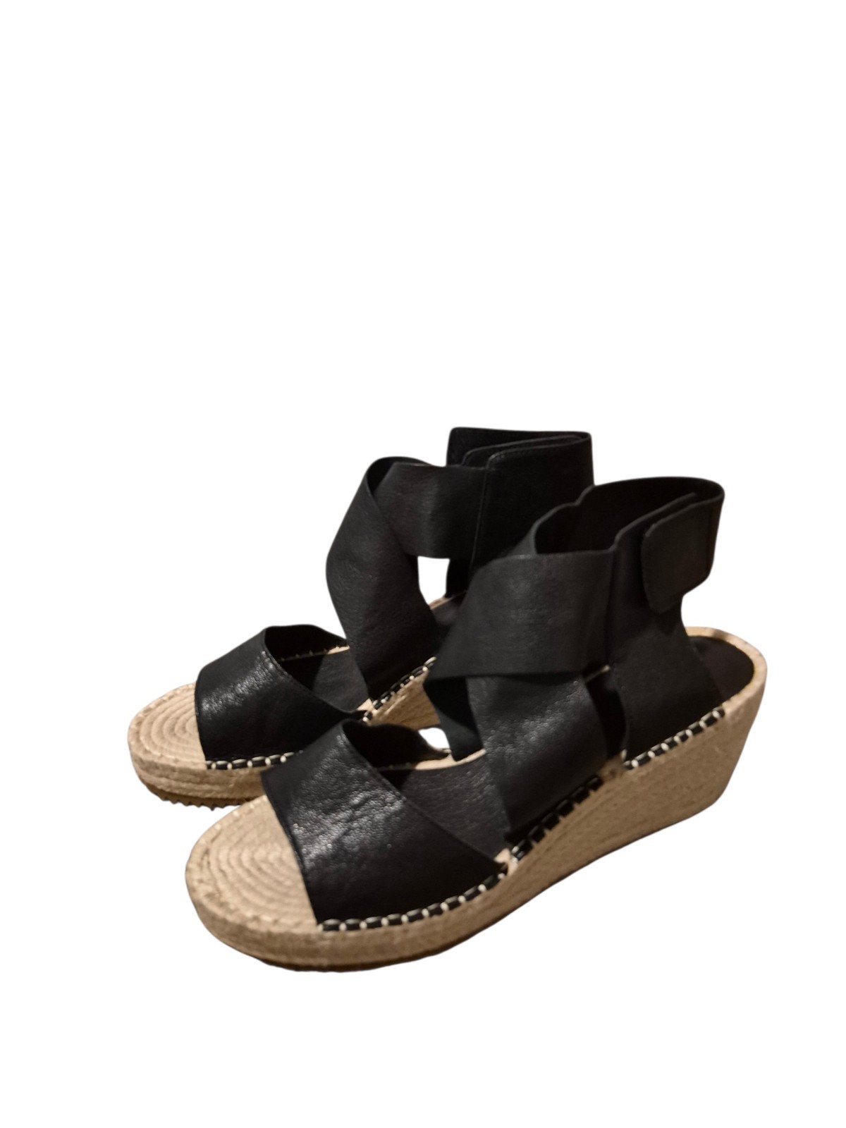 Eileen Fisher Size 9 Willow Espadrille Wedge Sandals Tumbled Leather