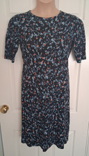 Jigsaw Dress Size M Almost Black Multi Abstract Jersey Short Sleeve