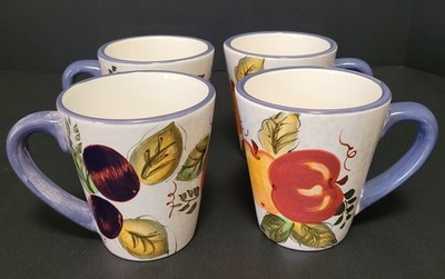 Set of 4 Oneida ''Vintage Fruit'' 4'' Coffee Mugs
