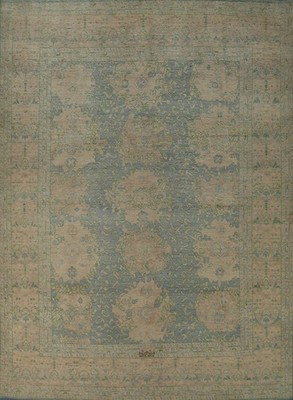 Oushak Turkish Area Rug 8x10 Ft Hand-Knotted Vegetable Dye Floral Carpet