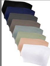 8 Pieces Bandeau Top for Women, Strapless Tubes Non Padded Seamless Bralettesxxl