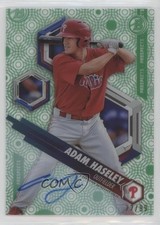 2018 Bowman High Tek Green Rainbow Diffractor 22/99 Adam Haseley Auto 0v1