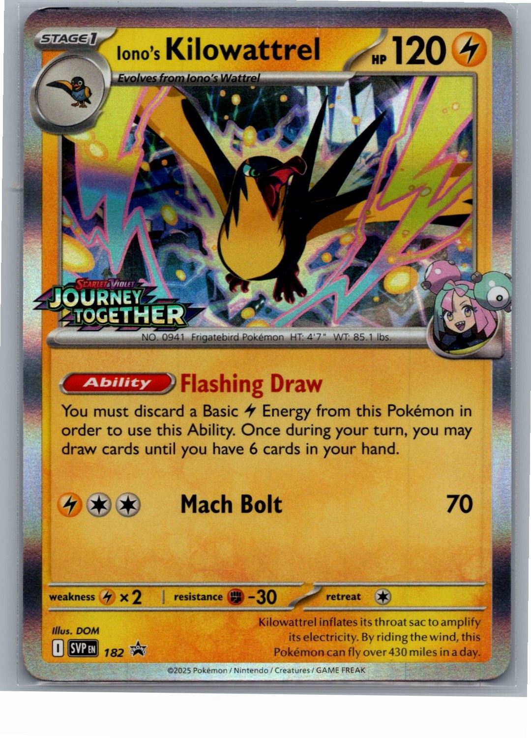 Iono's Kilowattrel -  (Prerelease) Promo SV: Scarlet & Violet Promo Cards 182 NM
