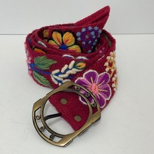 Peruvian 100 Wool Belt Floral Embroidered Hand Loom Woven Colorful Boho Hippie
