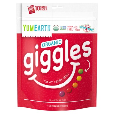 Organic Giggles, Chewy Candy Bites, 10 Snack Packs, 0.5 oz (14 g) Each