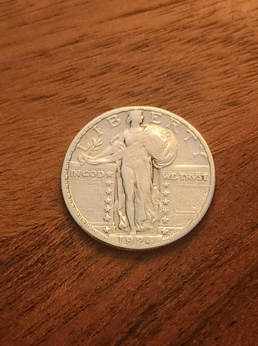 1924-S Standing Liberty Quarter 25c - XF Details - Scarce date - Nice coin.