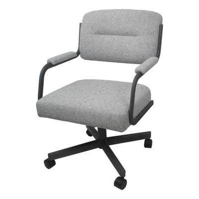 Tobias Designs 38'' Swivel Metal & Fabric Dining Chair in Gray and Charcoal