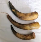 Vintage Black Powder Horn Lot Antique Hunting Camp Decor Primitive