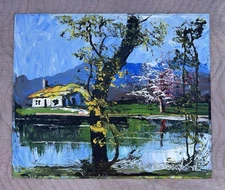 Vintage Morris Katz Abstract Landscape Painting Signed