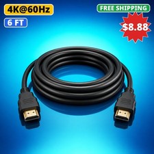HDMI Cable 6 FT 4K 60Hz Gold Plated Type-A to Type-A for TV PS5 Xbox PC Monitor
