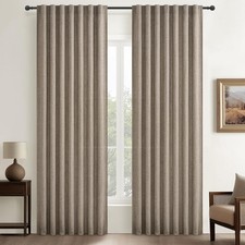 Thick Burlap Curtains 84 Inch Length 2 Panels for Living Room, Country Boho L...