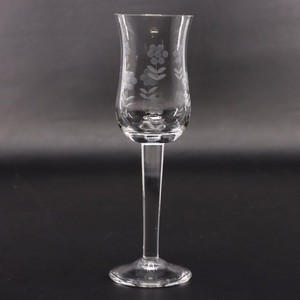Import Associates Romanian Floral Etched Tulip Crystal Sherry Glass 6" Vintage
