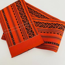 Orange Kenjo Hakata Weaving Vintage Silk Japanese Kimono Obi Sash Belt