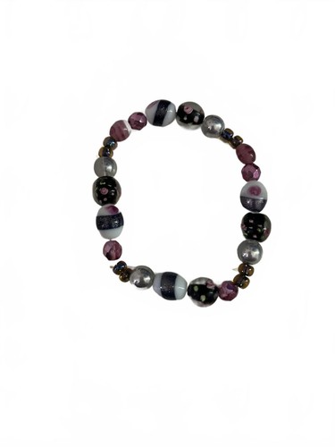 Beaded Stretch Bracelet with Mixed Color Glass Beads