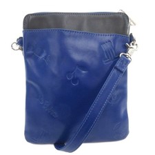 LANVIN en Bleu Leather Shoulder Bag Blue Black Crossbody AB Condition