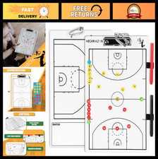 Magnetic Basketball Coach Clipboard - Double-Sided Dry Erase Board with Markers