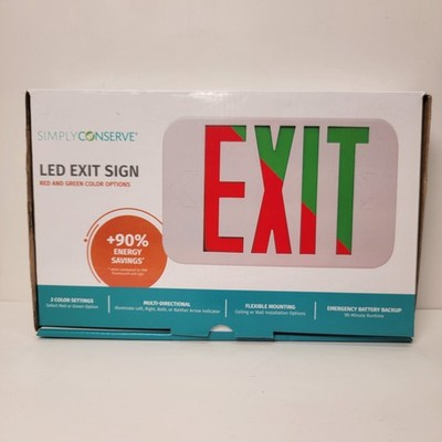Simply Conserve LED Exit Sign Red & Green Color Options New Never Installed