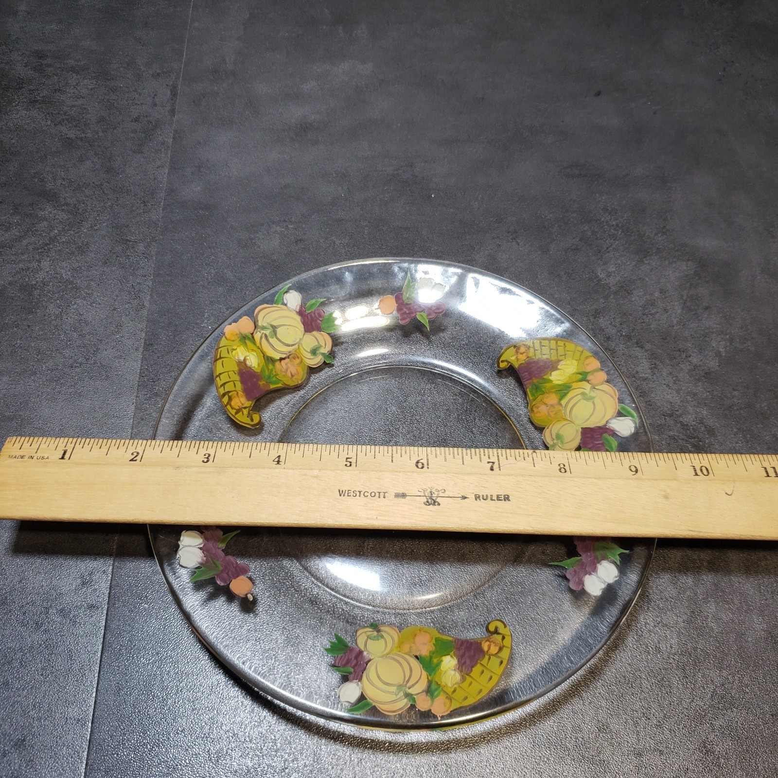 Thanksgiving Dessert Plates Cornucopia Hand Painted