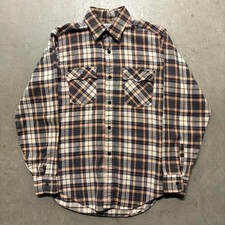 Vintage 80s Levi's Lightweight Cotton Plaid Button Up Flannel Shirt M Tan Black