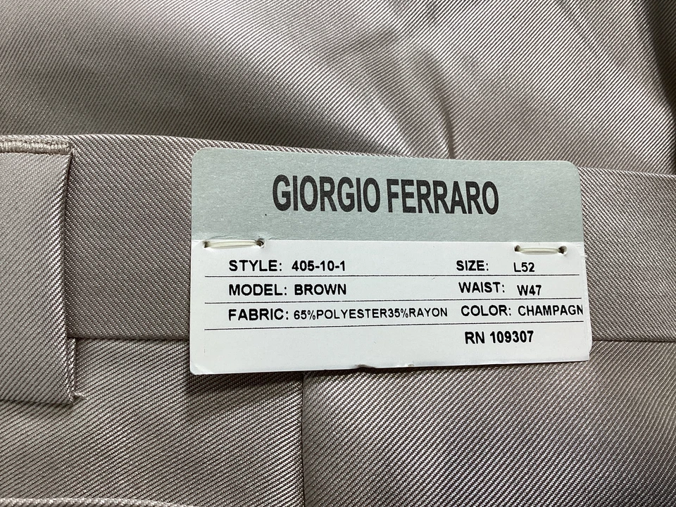 Pantalones de vestir para hombre Giorgio Ferraro Champagne talla 47W NUEVO Foto 2 de 4