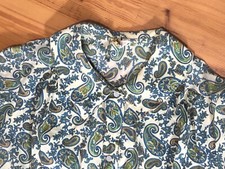 Vintage Housecoat Granny Grandma Core Blue Paisley Sz 14 36  Summer Snap Up Robe