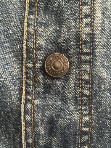 Vintage 90's Men's (XXL) Blue/Tan Denim Bomber Varsity Jacket Lined - Picture 5 of 16
