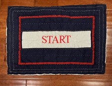 Pottery Barn Kids "Start" Quilted Pick Stitch Standard Pillow Sham Blue Gray Red