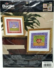 Bucilla Plaid Teapot Duo Complete Kit Each 8x8 Inches Counted Cross Stitch 43979