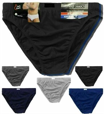 3,6 Pack Mens Sports Soft Cotton Ribbed Slips Briefs Pants Underwear Hipsters