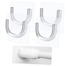 4 Pack Shower Rod Holder with Strong Adhesive, No Drilling Shower Curtain Rod 
