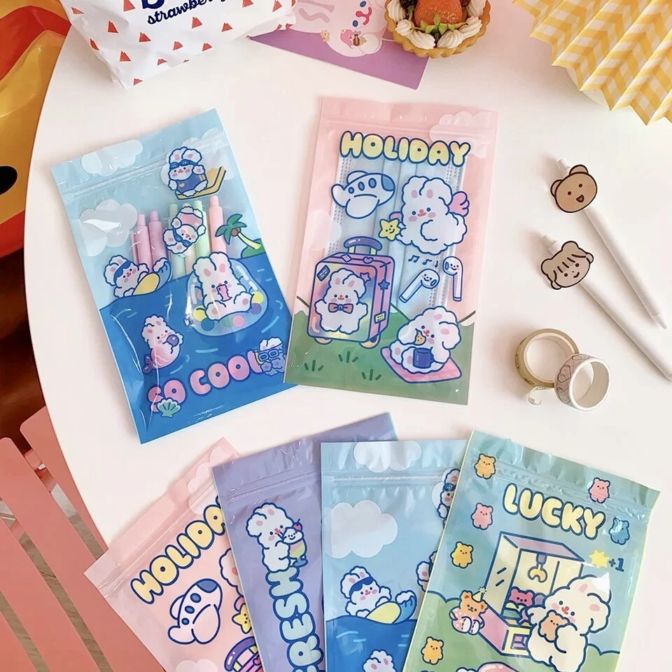 KAWAII Cartoon Bunny Zip Top Storage Gift Bags Cute Packaging Bags (Set Of  4) | eBay