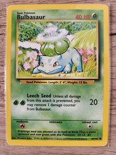 Bulbasaur 44/102 Base Set Pokemon Card Unlimited WOTC 1999 Vintage TCG NM