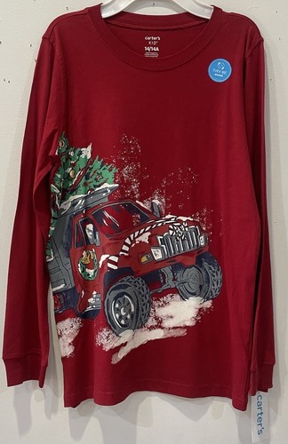 Carters Size 14 Red Long Sleeve Christmas T-shirt “ Crashing Through The Snow” - 第 1/5 張圖片
