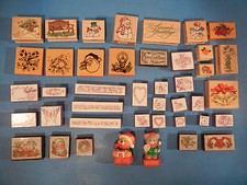 LOT OF 42 NEW USED RUBBER STAMPS HERO ARTS ANM NOTEWORTHY AND MORE