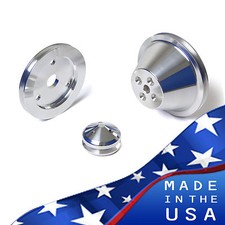 Sbc Small Block Chevy V-belt Pulley Set 350 Swp Short Water Pump Alternator 1v