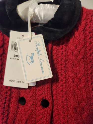 Baby Girl's Aran-Knit Double-Breasted Coat - Red - Size 9-12 Months - Picture 4 of 5