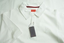 Isaia Napoli Maglia Jersey White Coral Logo Short Sleeve Polo Shirt 2XL NEW